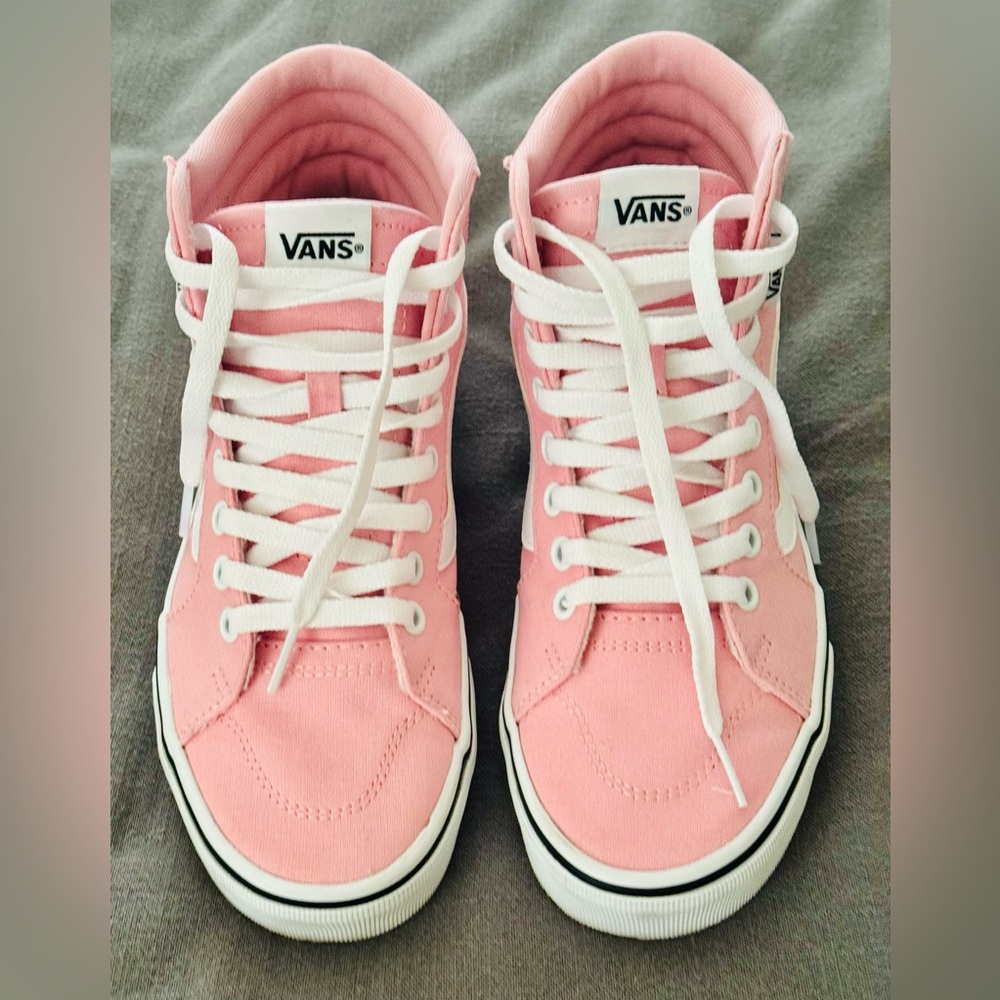 Pink high-top Vans